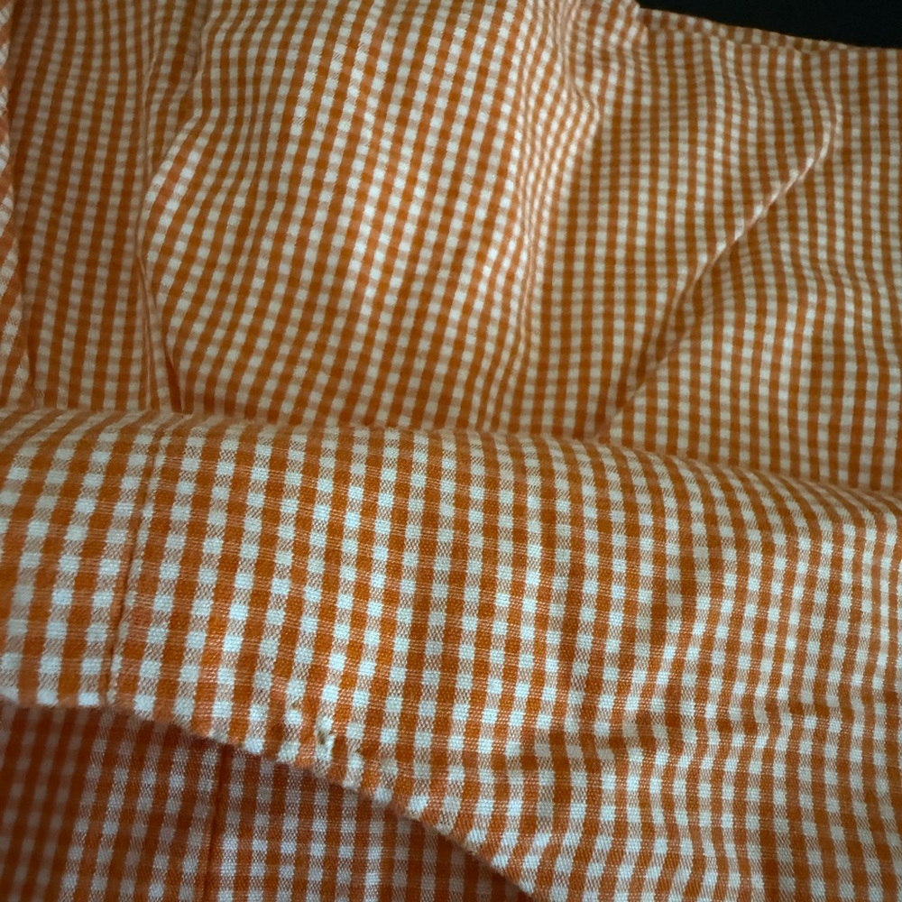 CAN BE MONOGRAMMED ! Vintage Remember Nguyen Orange Checkered Romper- 18M - Picture 4 of 4